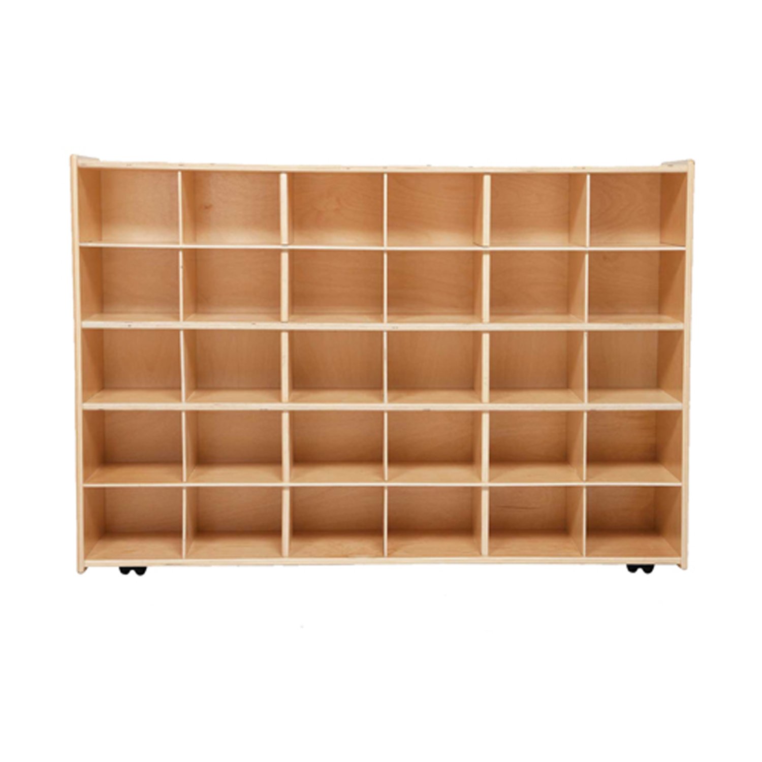 Wooden 30-Cubby Storage Cabinet with Casters - Organize Toys, Supplies for Home & School