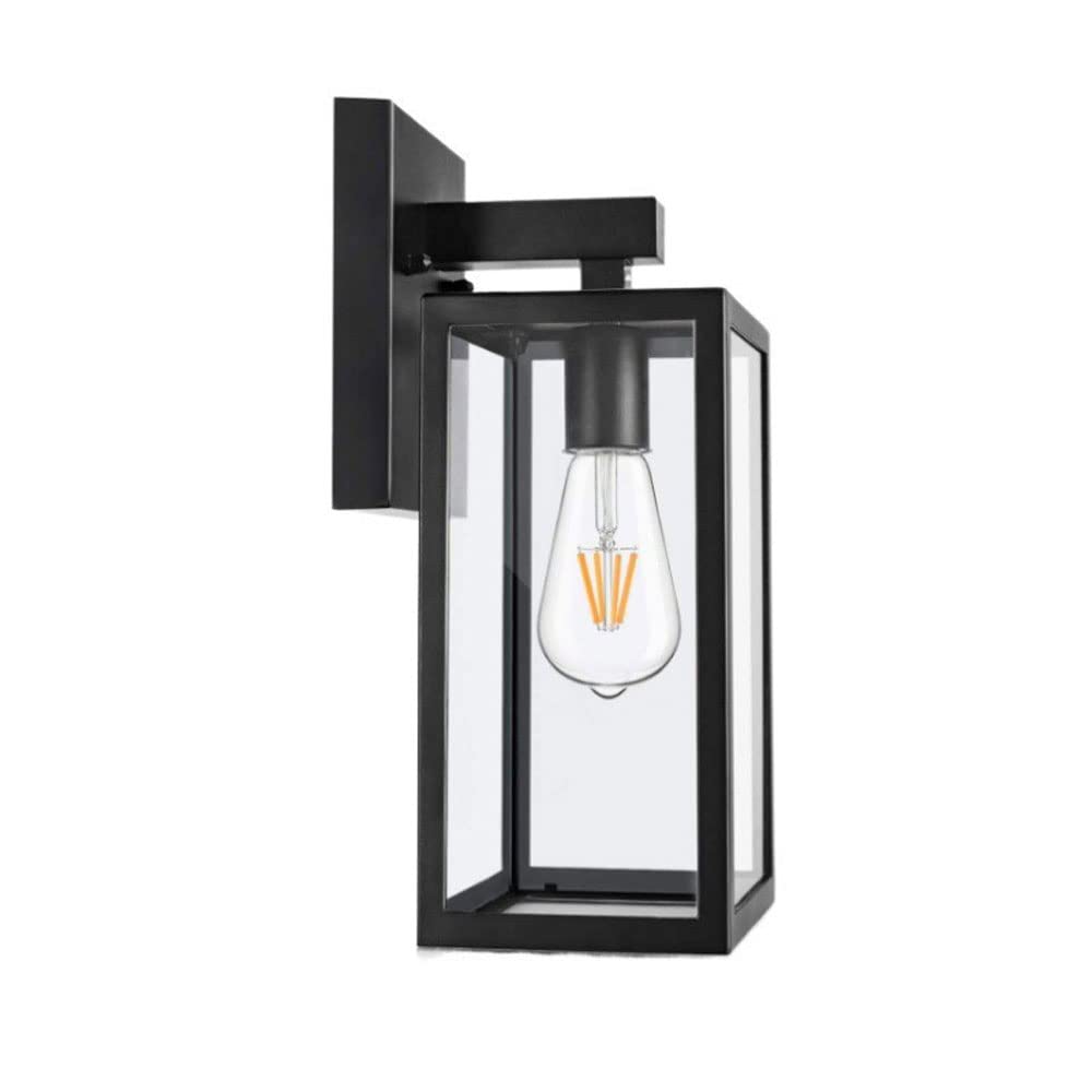 Outdoor Wall Sconce - Waterproof Exterior Wall Lantern with Toughened Glass Shade & Anti-Rust E26 Socket - Black Porch Light for Front Door, Garage, and Patio Lighting | Perfect for Outdoor Entryway, Garden, and Pathway Illumination
