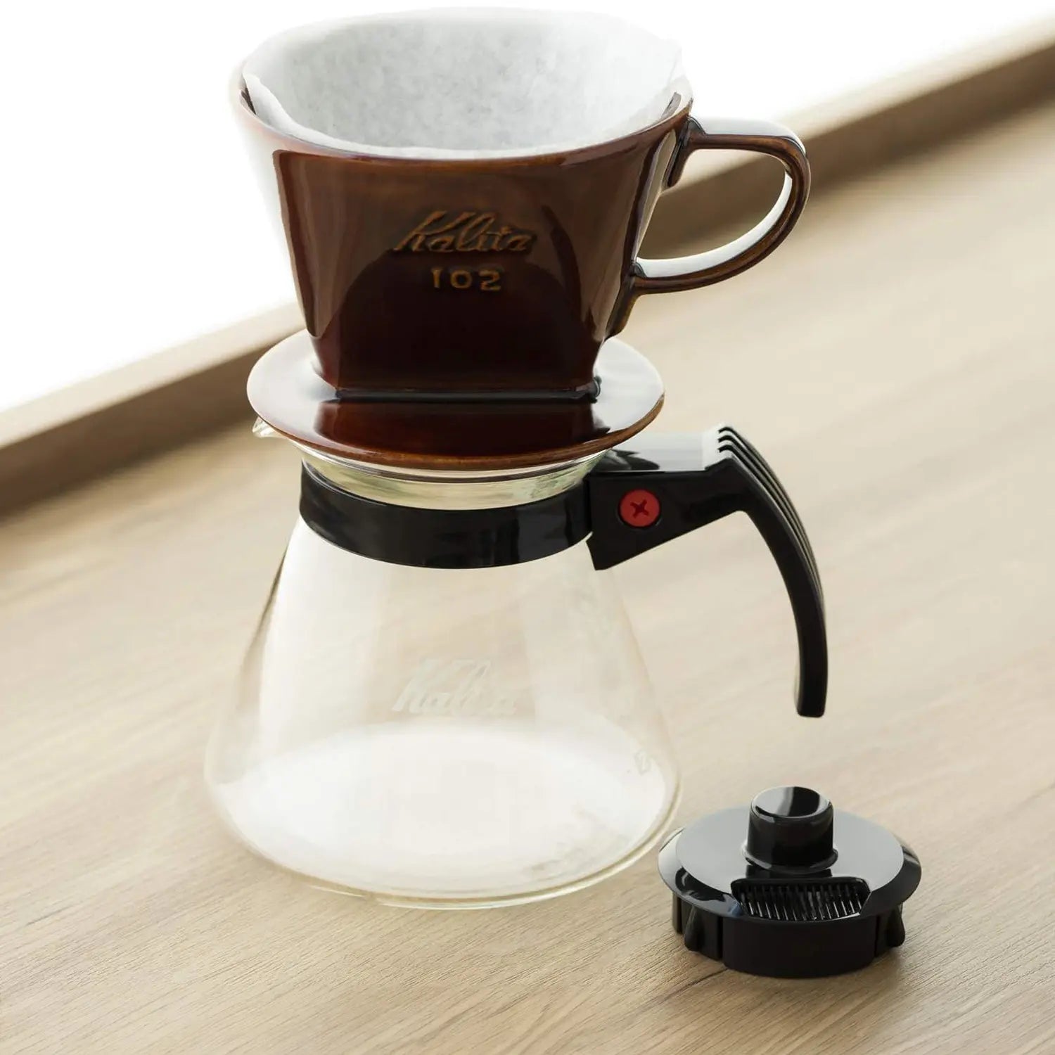 Kalita Heat Resistant Glass Coffee Server - 12oz/350ml Drip Coffee Carafe with Handle - Perfect for Pour Over, French Press & Iced Coffee Brewing at Home or Office