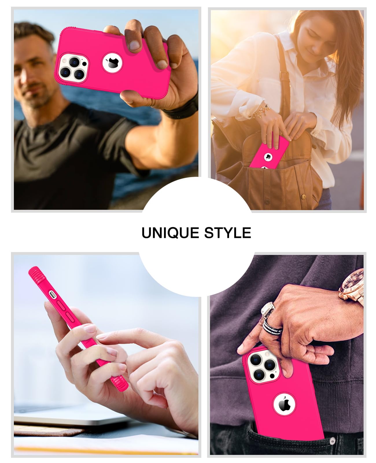 BENTOBEN iPhone 13 Pro Max Case - Heavy Duty 2-in-1 Rugged Shockproof Hybrid Cover with Hard PC Bumper | Drop Protection for Women & Men | Hot Pink Design | Perfect for Outdoor, Work & Daily Use