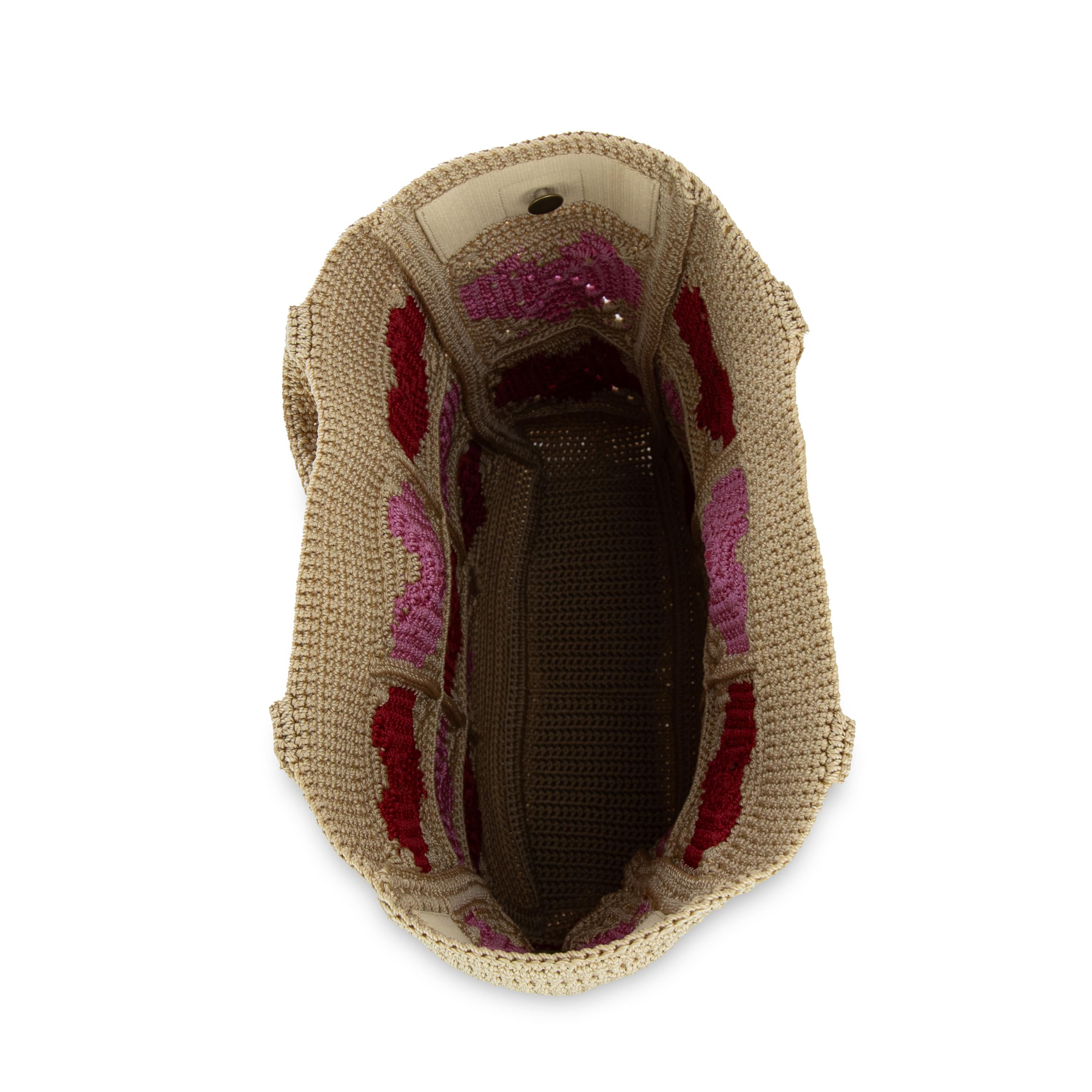 Lanie Market Tote Bag - Hand Crochet Cotton Tote with Bamboo Heart Design - Perfect for Grocery Shopping, Beach Trips & Farmers Market