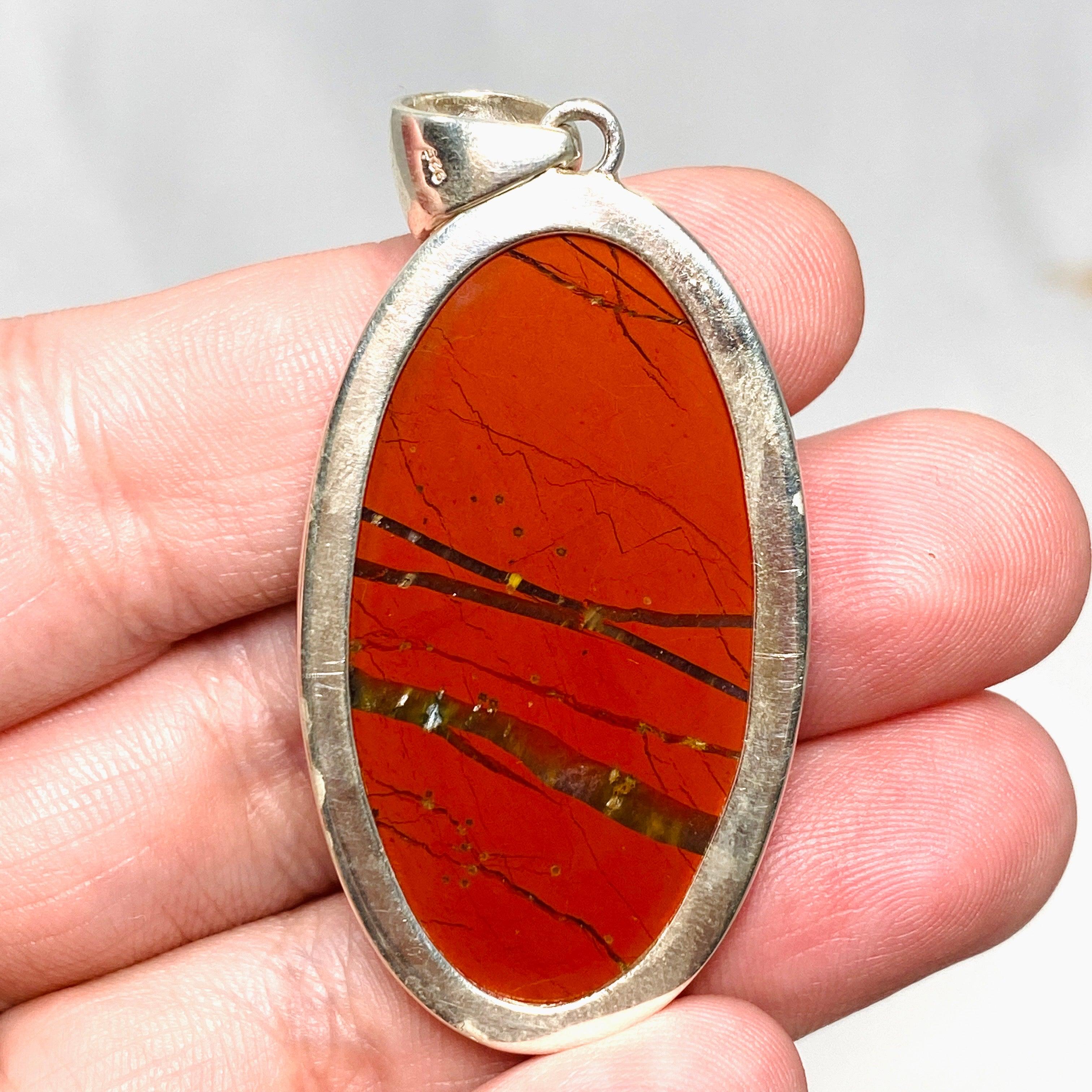 Red Jasper Oval Pendant Necklace - Natural Stone Jewelry KPGJ4442 for Healing, Protection & Spiritual Balance | Perfect for Meditation, Yoga & Energy Work