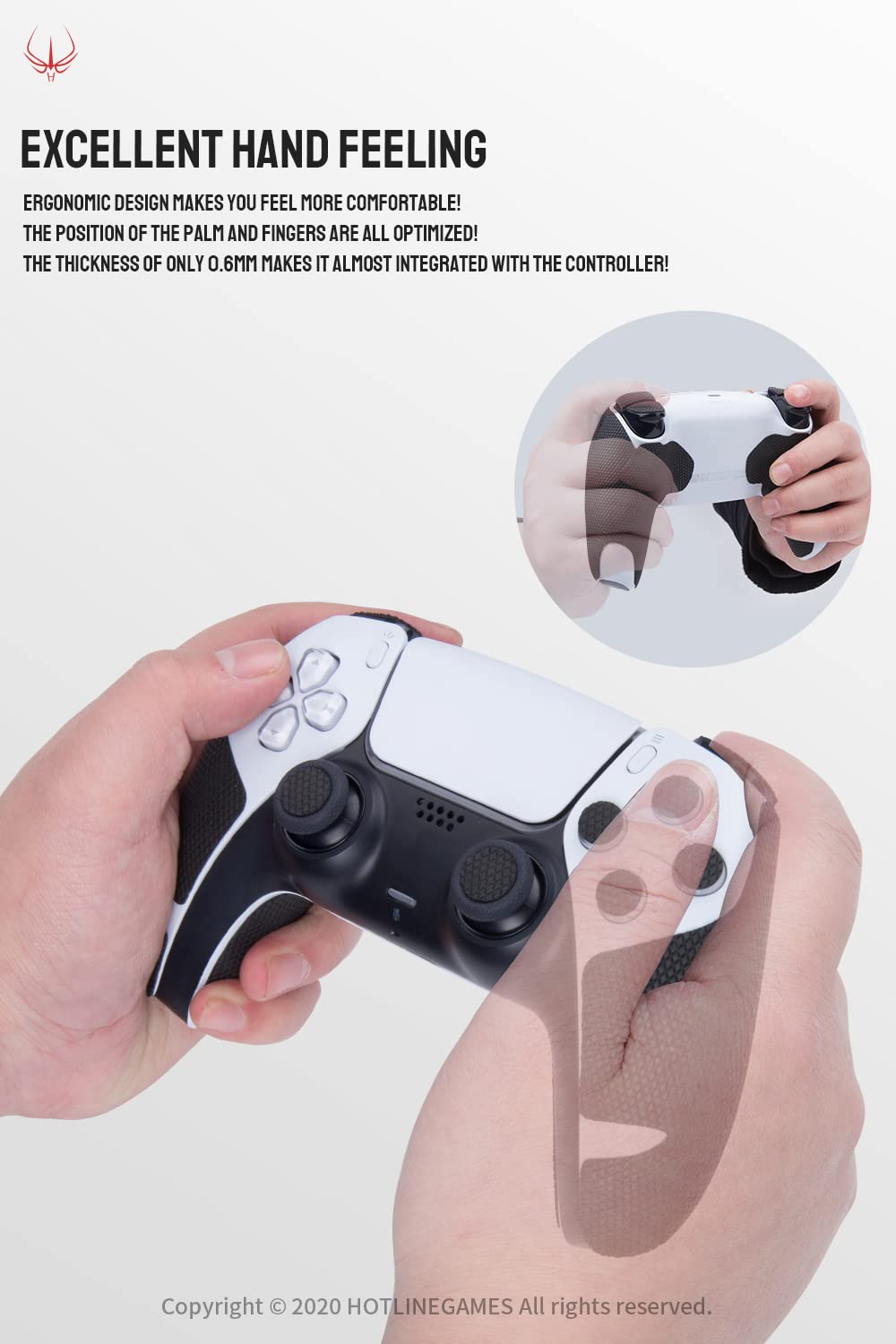 HOTLINEGAMES 2.0 Plus Controller Grip for PS5 Dualsense - Anti-Slip, Sweat-Absorbent Textured Soft Skin Kit - Easy to Apply Handle Grips, Buttons & Triggers - Perfect for Gaming, Esports & Long Play Sessions