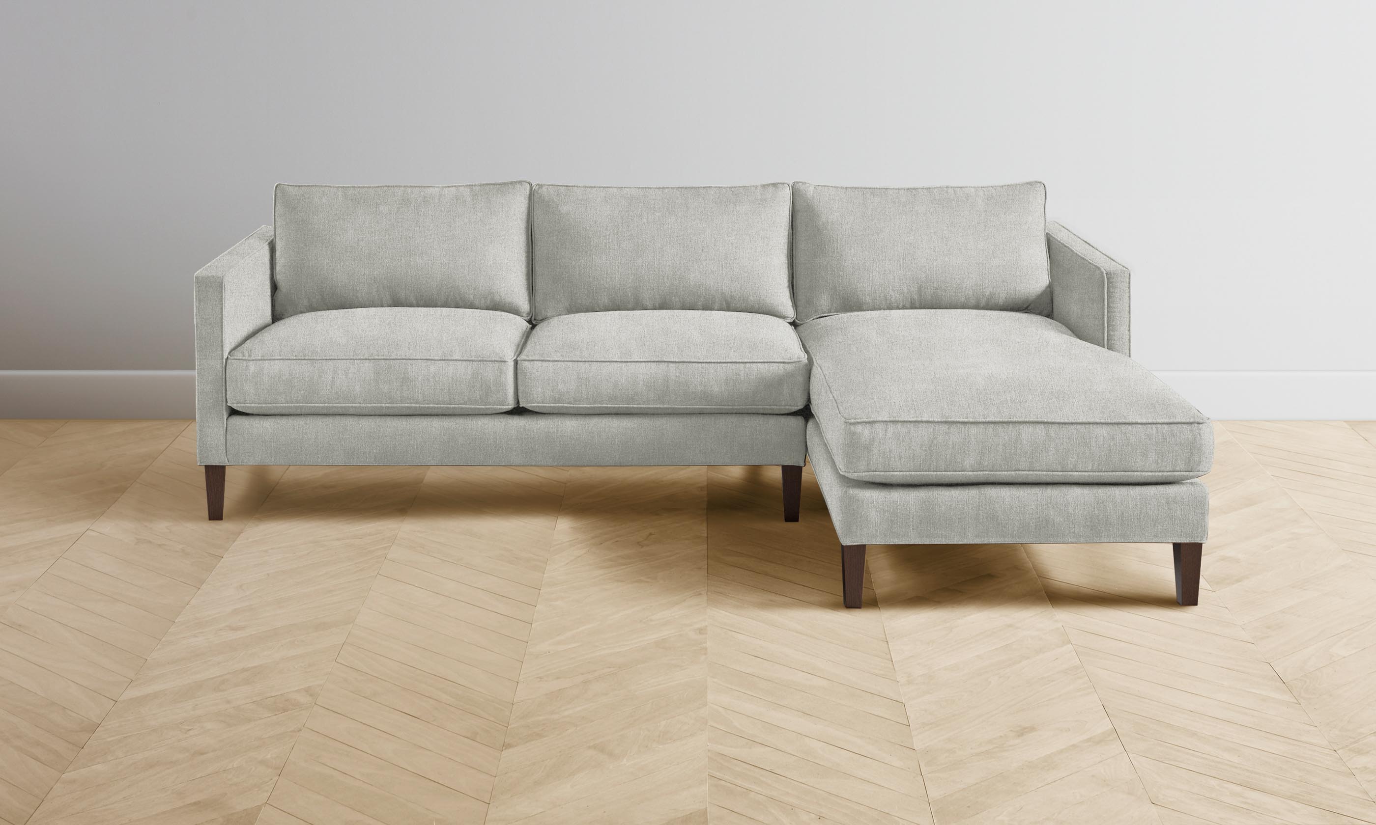 Crosby Sectional Sofa - Performance Mélange Weave in Flint Gray | Modern Living Room Furniture for Comfortable Lounging & Entertaining