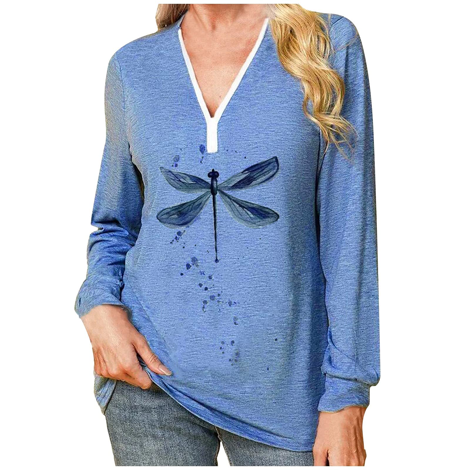 Women's Business Casual Blouse - Loose Fit Printed V-Neck Long Sleeve Shirt for Summer & Fall | Office Wear, Work Attire & Everyday Outfits