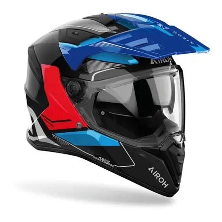 Airoh Bandit Tune Helmet Gloss Blue/Red - Lightweight Motorcycle Helmet for Street & Racing - Perfect for Urban Commuting & Track Days