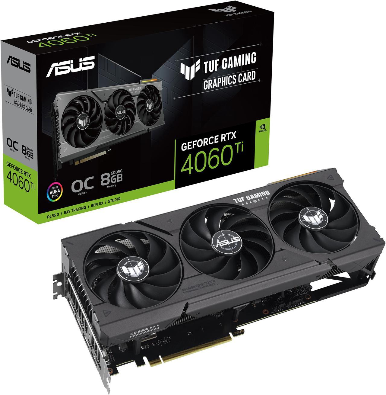 ASUS TUF Gaming GeForce RTX 4060 Ti OC Edition 8GB GDDR6 Graphics Card - PCIe 4.0, DLSS 3, HDMI 2.1a, DisplayPort 1.4a - Perfect for 1440p Gaming, VR & Content Creation