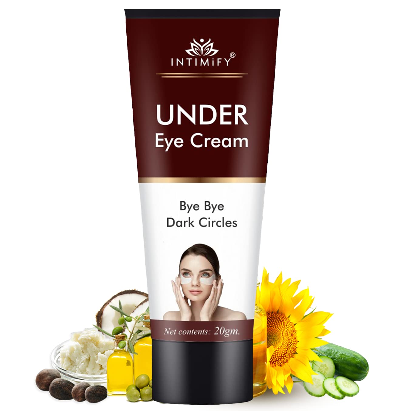 INTIMIFY Dark Circle Remover Eye Cream for Women & Men - Under Eye Treatment with Shea Butter (20g) - Reduce Puffiness & Brighten Dark Circles for Day & Night Use