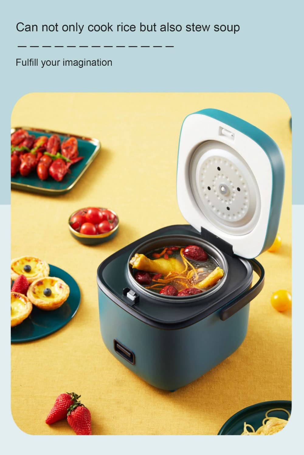 1.2L Mini Rice Cooker - Multi-Function Small Rice Cooker with Removable Nonstick Pot for Cooking Rice, Soup, Stews & Oatmeal, Perfect for 1-3 People, Compact & Portable for Dorms, Offices & Small Kitchens, Brown