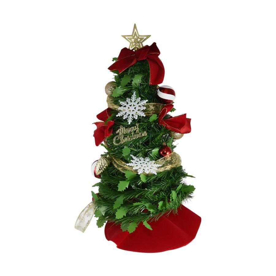 YOU & I LED Christmas Tree Red 60cm (800g) - Battery Operated Decorative Holiday Tree for Home, Office, and Party Decorations