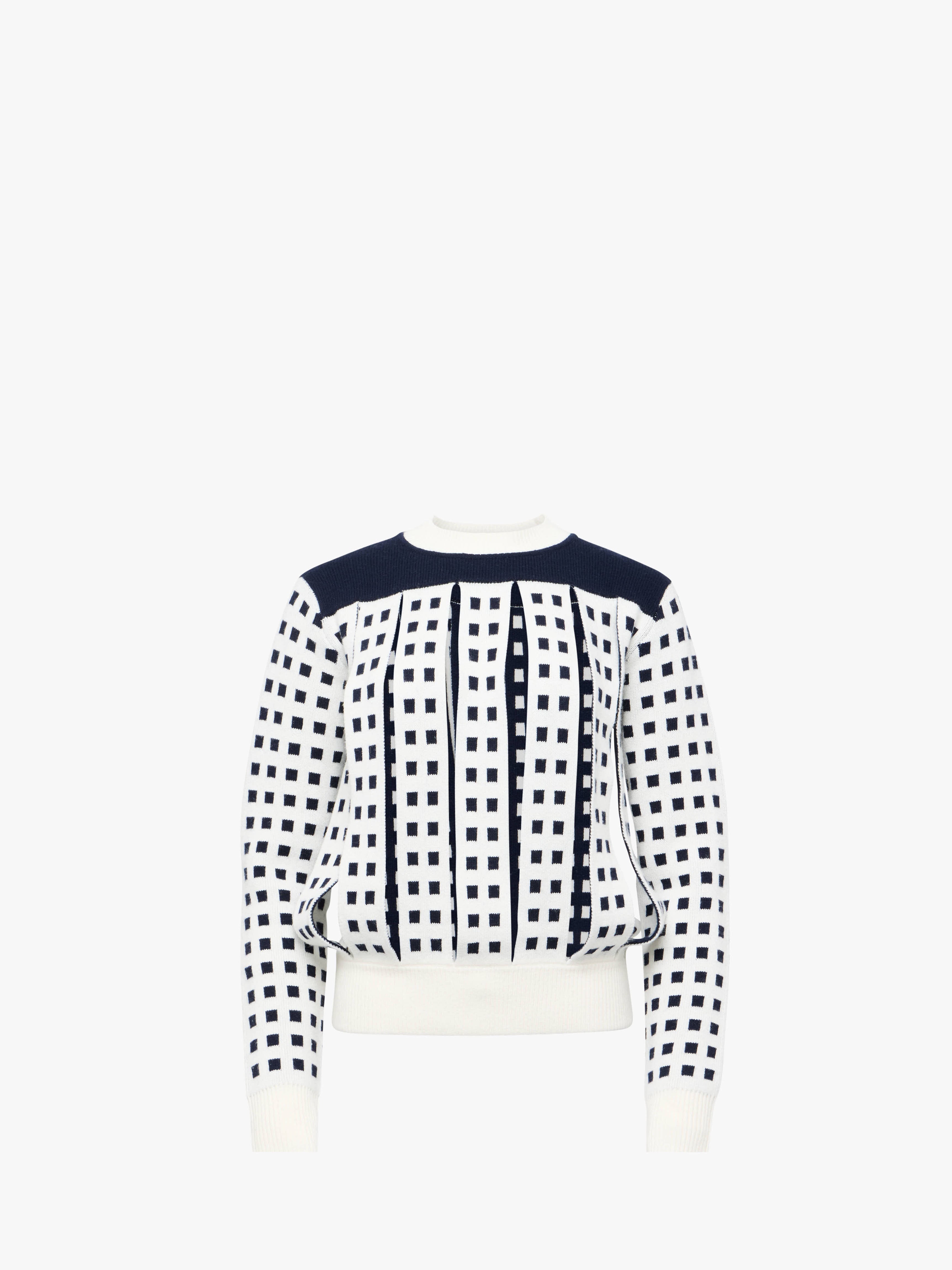 Stylish Jacquard Panel Slit Sweater for Women | Trendy Knit Pullover with Unique Design | Perfect for Casual Outings and Layering in Fall & Winter