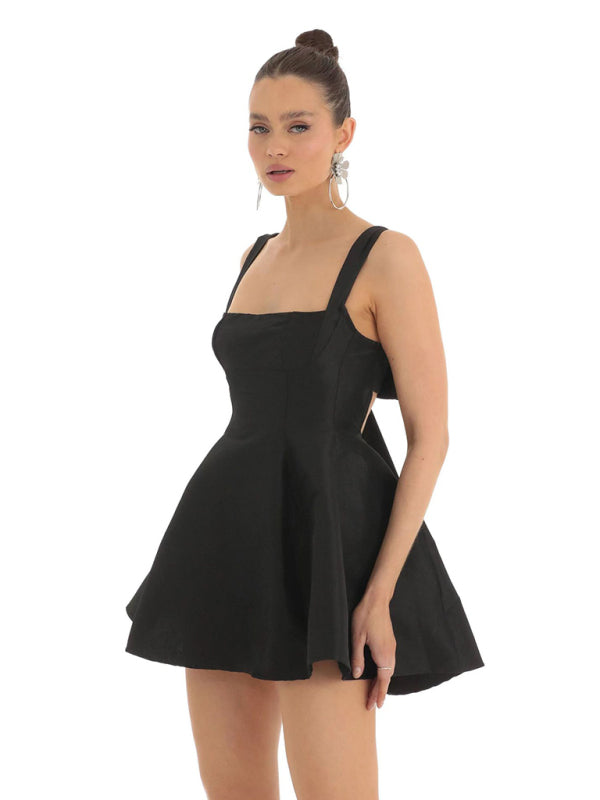 Elegant Bow Knot Swing Party Dress for Women - Flowy A-Line Cocktail Dress for Weddings, Dances & Special Occasions