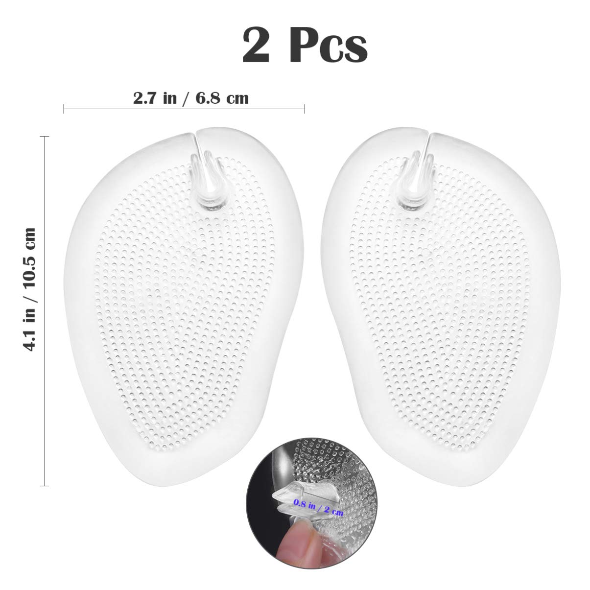 2 Pairs Metatarsal Gel Cushion Pads - Silicone Forefoot Pads for Pain Relief, Ball of Foot Cushioning & Shock Absorption - Perfect for Running, Walking & High Heels (Comfort & Support)