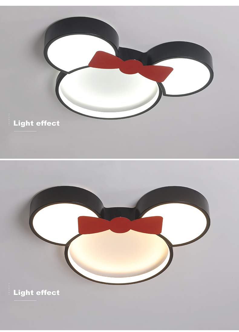 Dimmable LED Ceiling Light - Cute Cartoon Mouse Head Design, Modern Flush Mount Fixture for Girls Room, Kids Room & Nursery - Stepless Dimming, Energy Efficient - Perfect for Bedroom, Playroom & Children's Study Area
