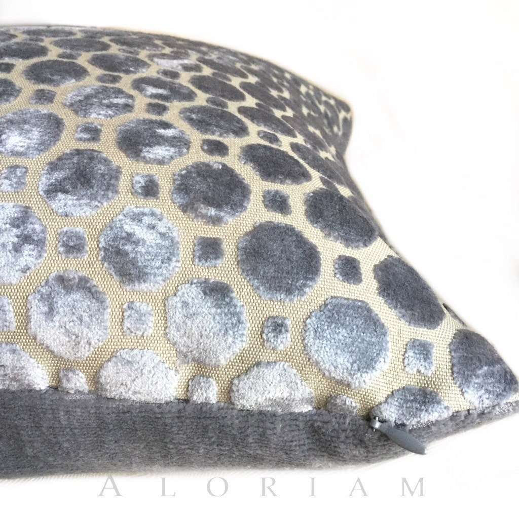 Robert Allen Velvet Geo Gray Cut Velvet Pillow Cover - Luxury Decorative Throw Pillow Case for Sofa, Bed & Home Decor - Soft Geometric Design Cushion Cover for Living Room, Bedroom & Dorm