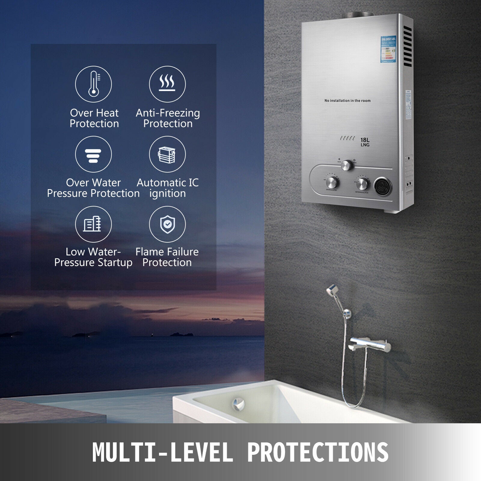18L Portable Propane Water Heater for Camping - Compact Outdoor LPG Tankless Hot Water System | Model 518CH | Perfect for RV Trips, Backpacking & Off-Grid Living