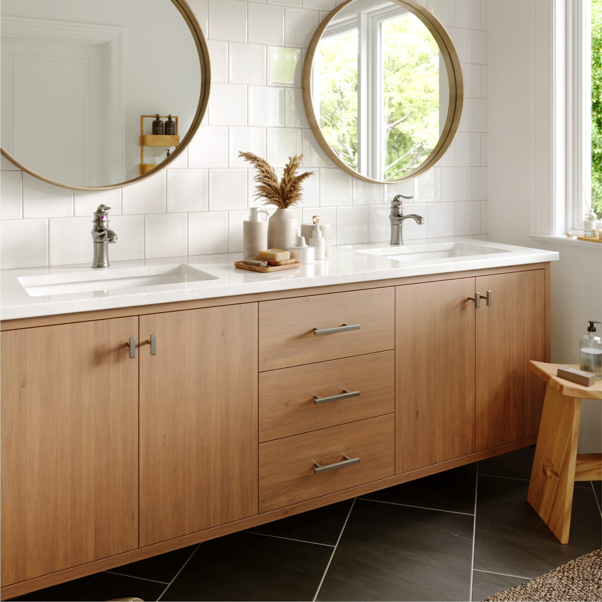 Karran KBF430 Stainless Steel Single Hole Bathroom Sink Faucet with Pop-Up Drain - Modern Single Handle Basin Tap for Bathroom Vanity, Powder Room & Guest Bath Installation