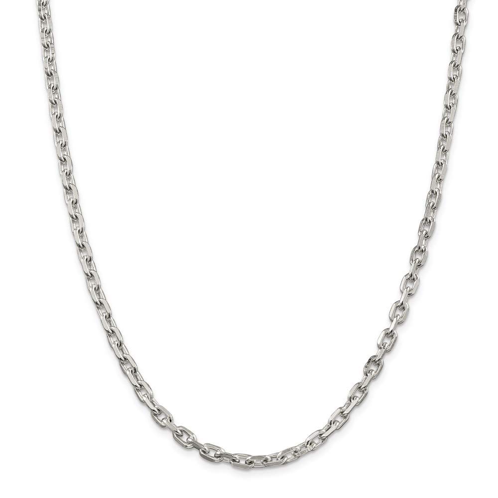 Roy Rose Jewelry Sterling Silver 4.90mm Beveled Oval Cable Chain Necklace 24 Inches - Elegant Layering Piece for Women, Perfect for Everyday Wear & Special Occasions