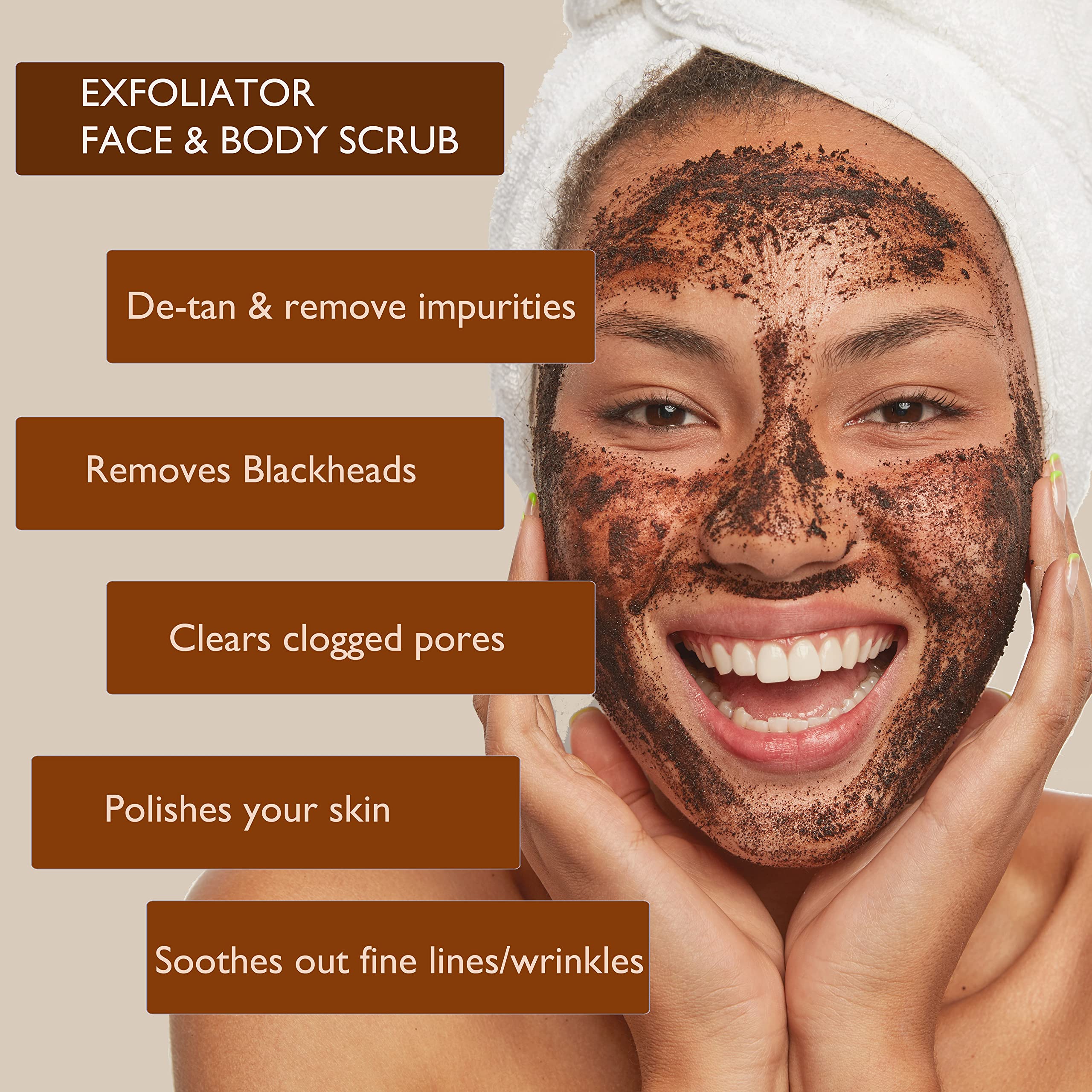 White Leaf Exfoliating Walnut Scrub 75g (Pack of 3) - Coffee & Coconut Face & Body Scrub for Dead Skin Removal, Tan Reduction, Blackhead Treatment - Deep Cleansing for Pollution-Free Skin - Perfect for Daily Skincare Routine & Spa Days