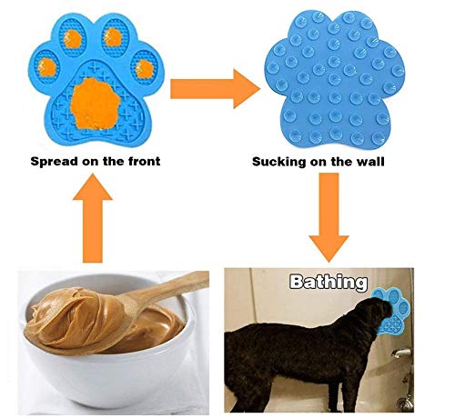 Peanut Butter Licking Mat for Dogs - Slow Feeder Dog Bowl with Strong Suction, Anxiety Relief & Training Aid - Perfect for Bathing, Grooming, and Mealtime (Blue)