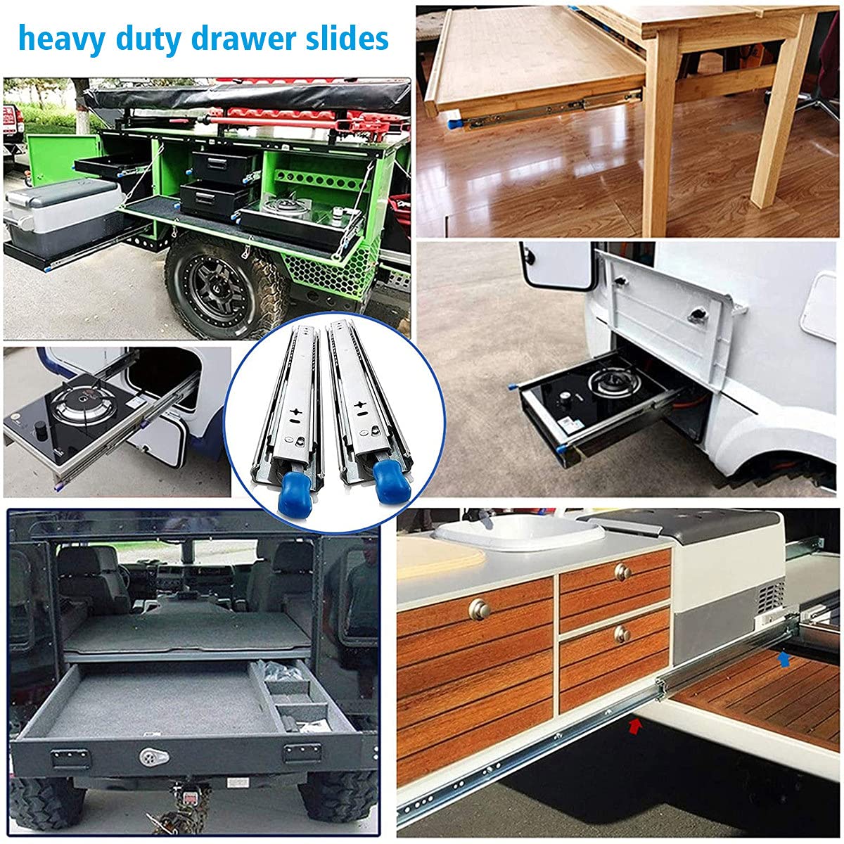 Heavy Duty Drawer Slides with Lock - Soft Close Full Extension Drawer Slides 264Lbs Load Capacity (60inch/1500mm) - Easy Installation for Garage, Closet, Nightstand & Office Furniture Organization