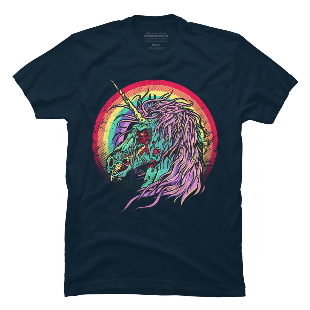RicoMambo Zombie Unicorn Graphic T-Shirt for Men | Unique Horror Fantasy Design | Perfect for Halloween, Cosplay & Alternative Fashion