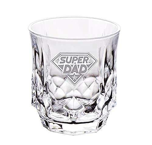 Personalized Superdad Whiskey Glass Set - Handmade Etched Crystal Tumbler for Father's Day, Christmas & Birthday Gifts | Perfect for Bourbon, Scotch & Whiskey Lovers at Home Bar or Office