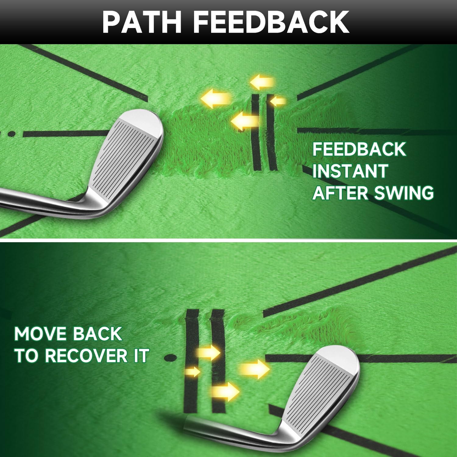 COOLMOON Golf Training Mat with Swing Path Detection - Advanced Swing Tracker Mat with Rubber Backing for Indoor/Outdoor Practice | Perfect for Home, Driving Range & Backyard Golf Training