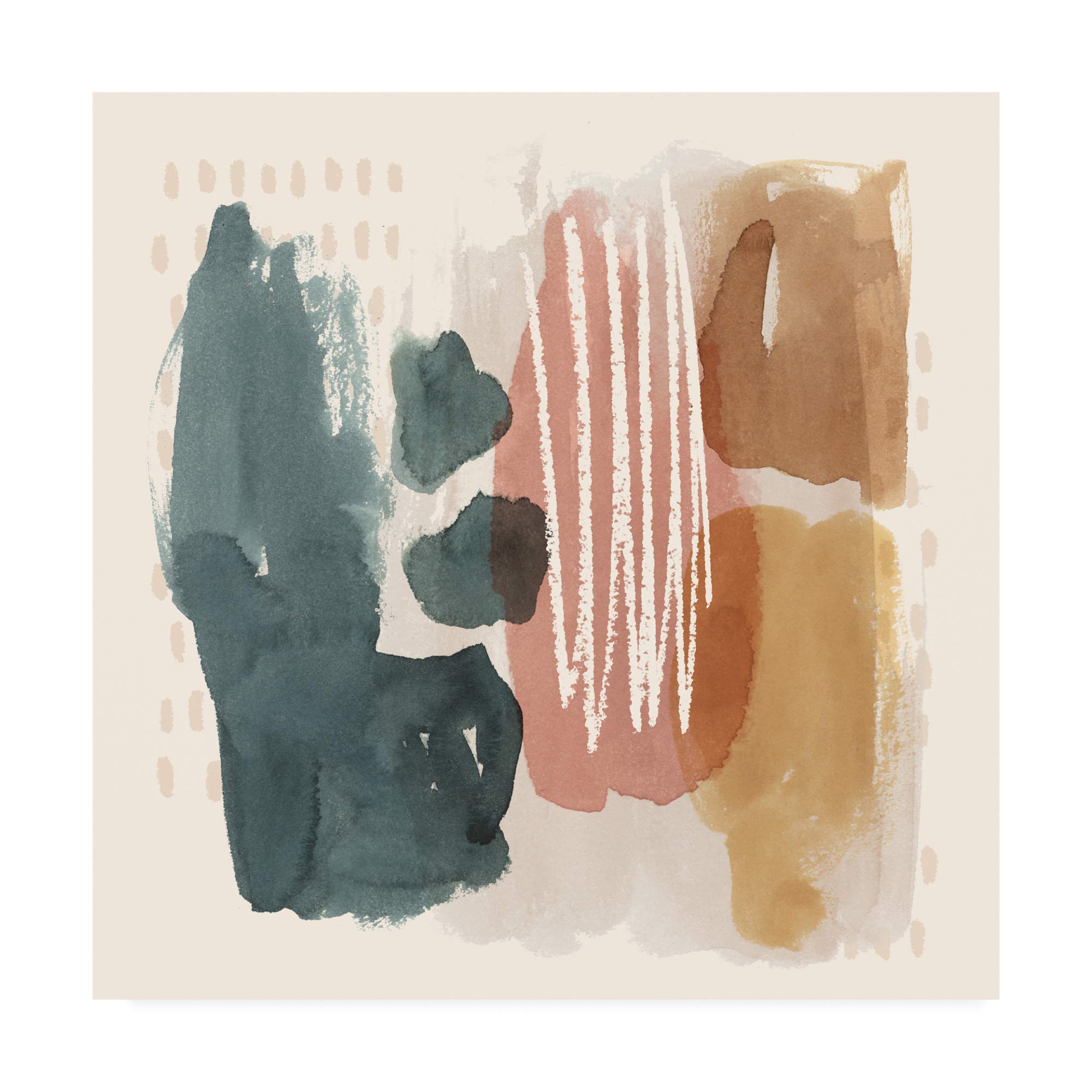 Grace Popp Ochre Echo III Abstract Wall Art - 18x18 Inch Framed Canvas Painting for Living Room, Bedroom & Office Decor