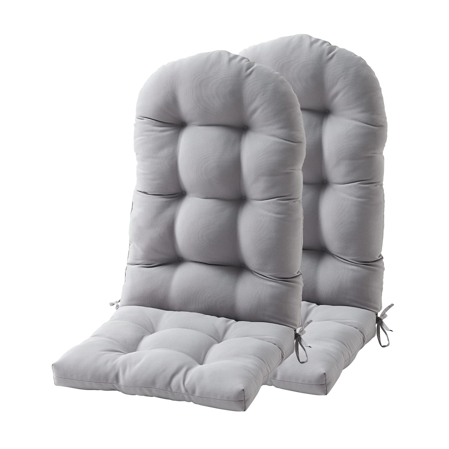 FILUXE Adirondack & Rocking Chair Cushion Set of 2 - Waterproof High Back Patio Cushions with Ties, Fade-Resistant All-Weather Outdoor Pillows for Garden, Deck, Porch (Gray) - Perfect for Relaxing in Your Backyard or on the Patio
