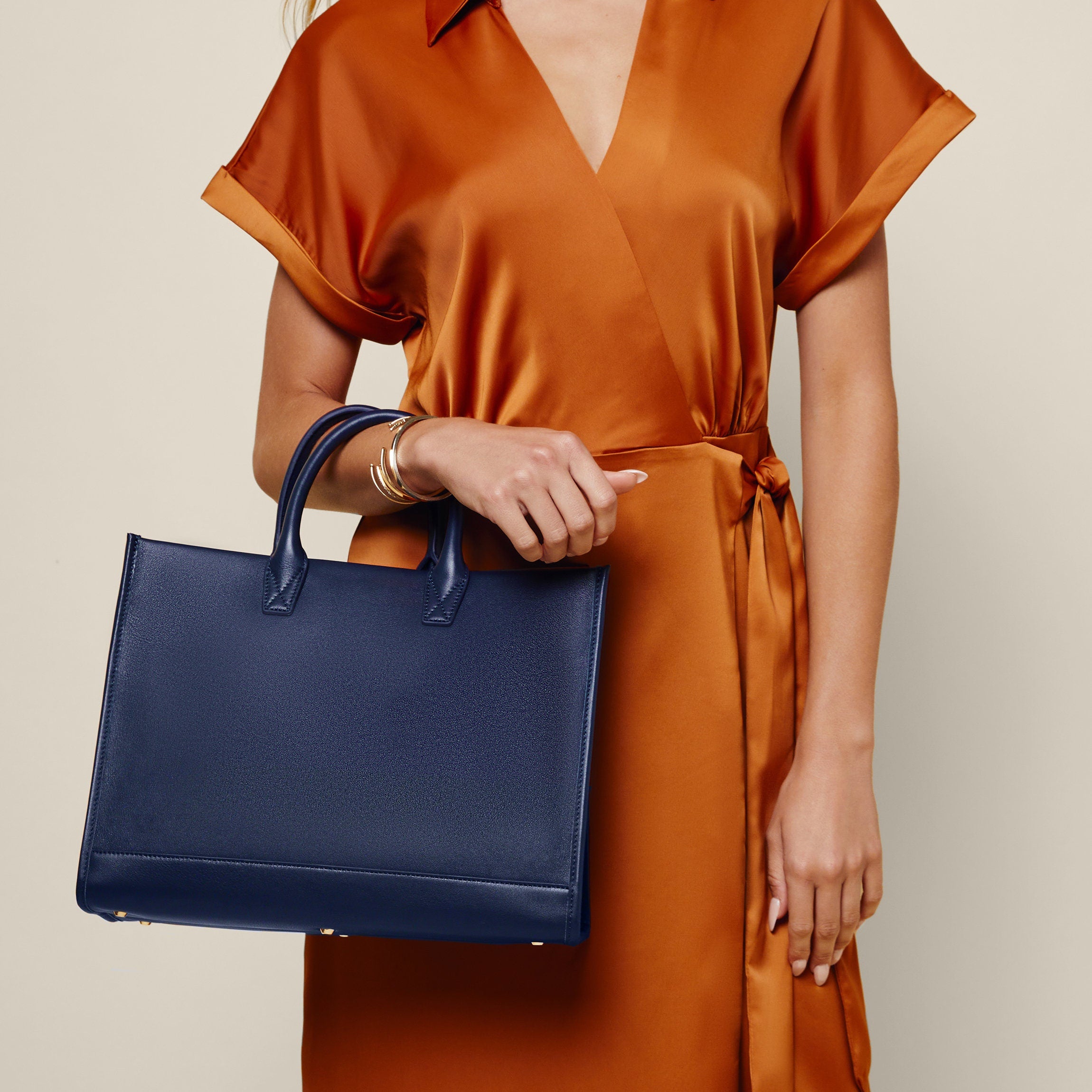 Kress Medium Tote Bag for Women - Stylish Navy Blue Handbag - Perfect for Work, Travel & Everyday Use