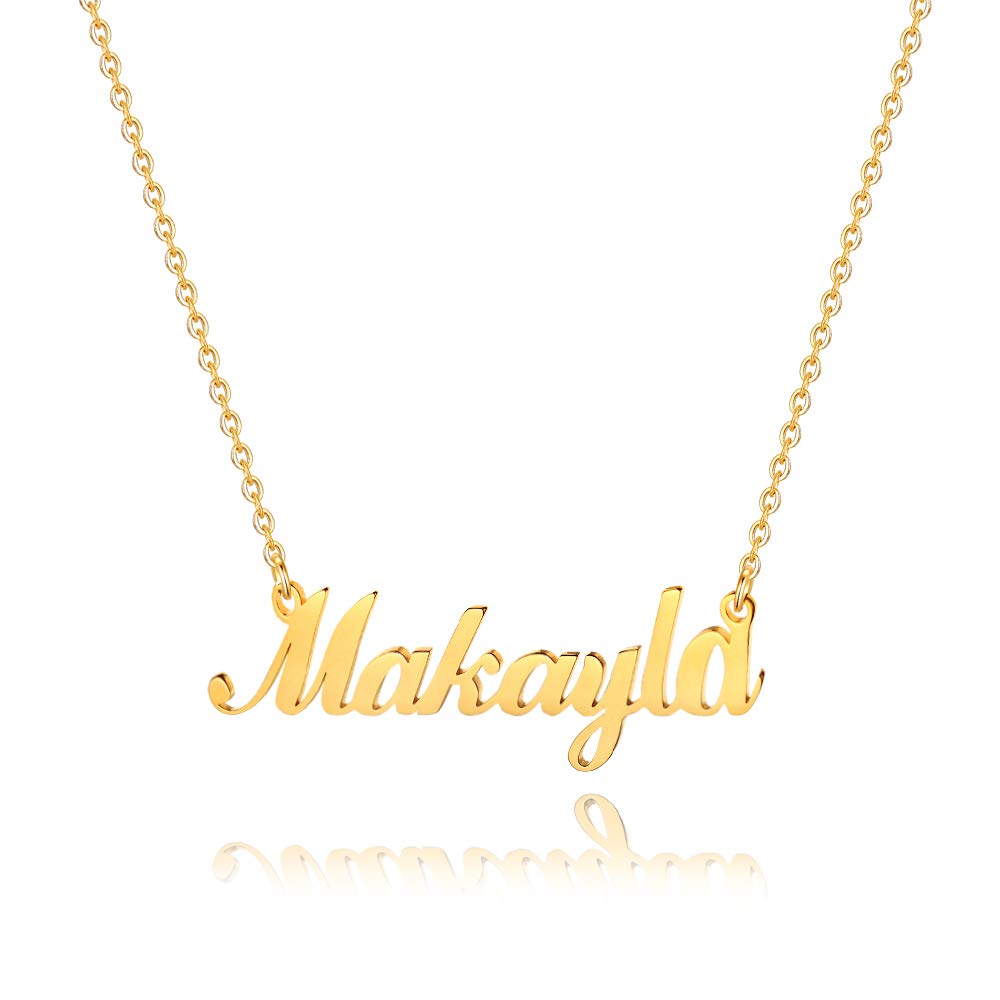 18K Gold Plated Personalized Name Necklace for Women, Girls & Teens - Custom Monogram Necklace with Engraved Name - Perfect Gift for Birthday, Anniversary & Valentine's Day