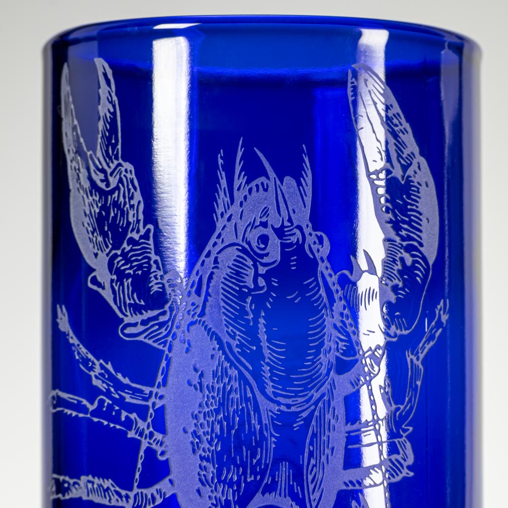 Eco-Friendly Upcycled Lola Lobster 12oz Blue Reusable Tumbler Set of 4 - Perfect for Beach Picnics, Office Drinks & Sustainable Gifting