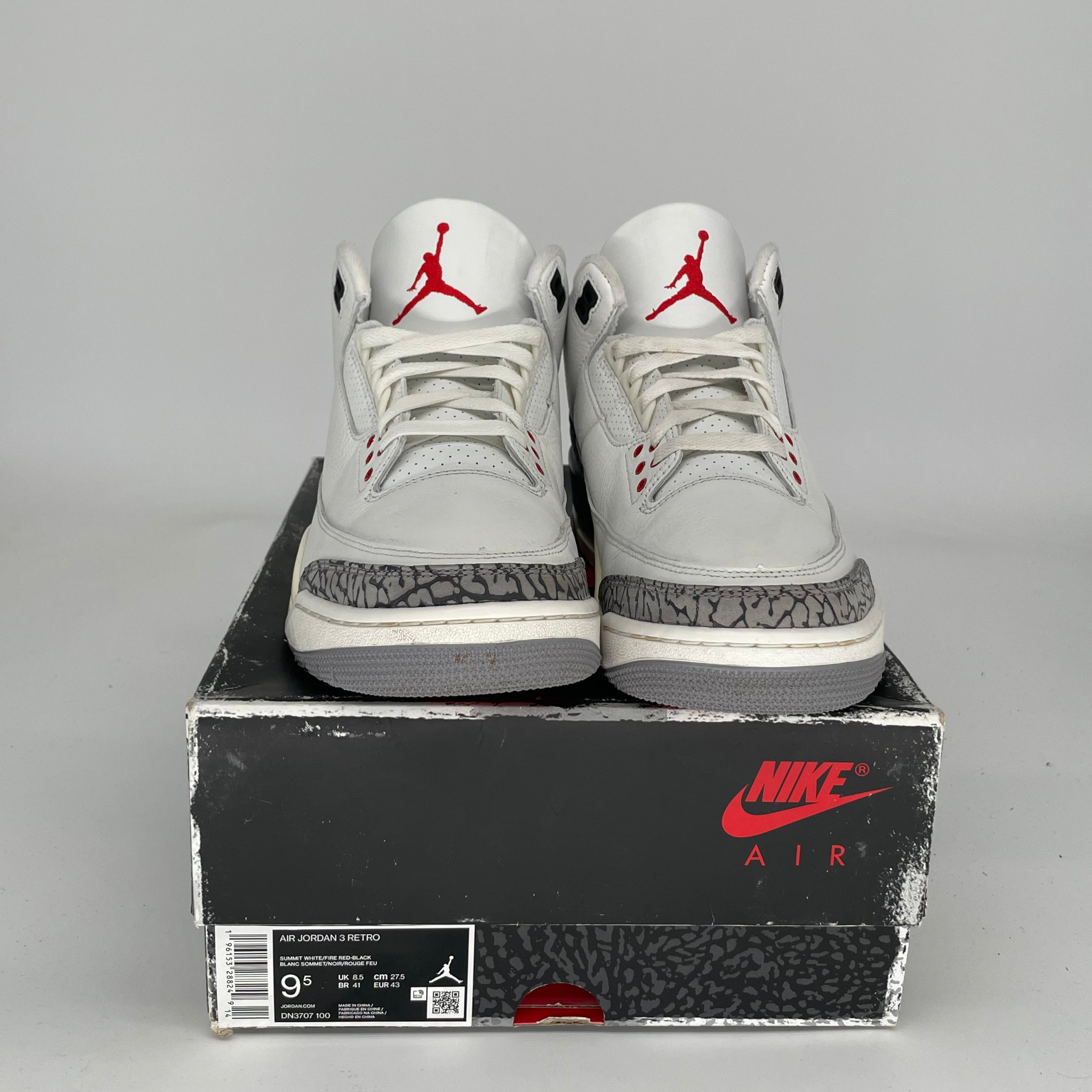 Air Jordan 3 White Cement Reimagined - Men's Size 9.5 (DN3707-100) - Authentic Retro Basketball Shoes for Sneakerheads & Streetwear Fashion
