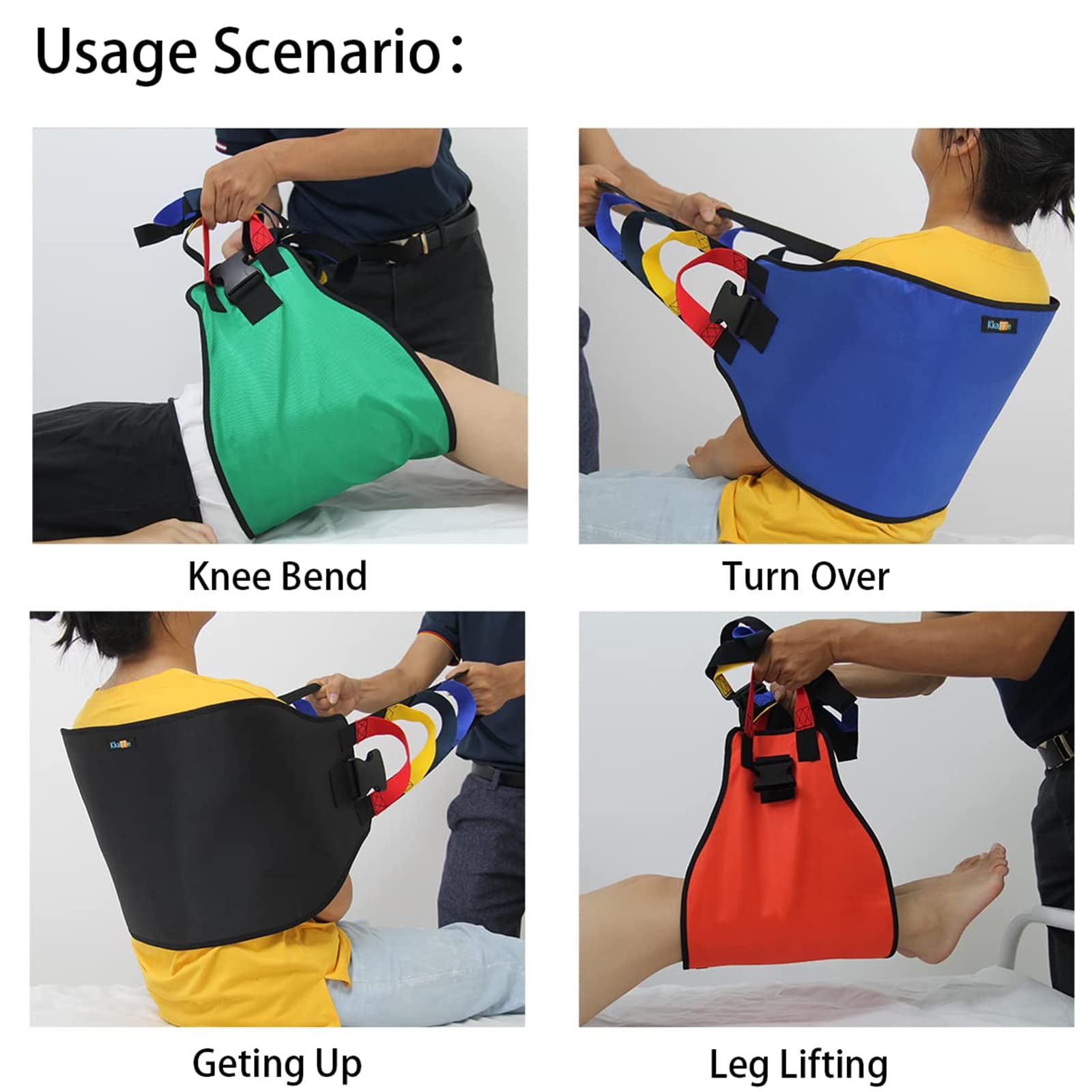 **KkaFFe Multi-Handle Transfer Sling for Elderly & Disabled - Nursing Lift Assist Belt with Safety Handles - Blue Mobility Aid for Safe Patient Transfer at Home or Hospital**
