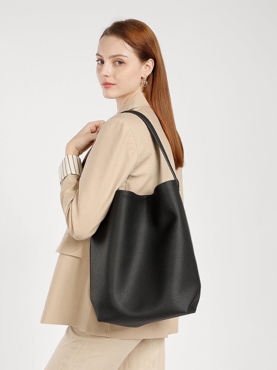 Stylish Leather Bucket Tote Bag for Women - Fashionable Handbag with Adjustable Strap - Perfect for Work, Travel & Everyday Use