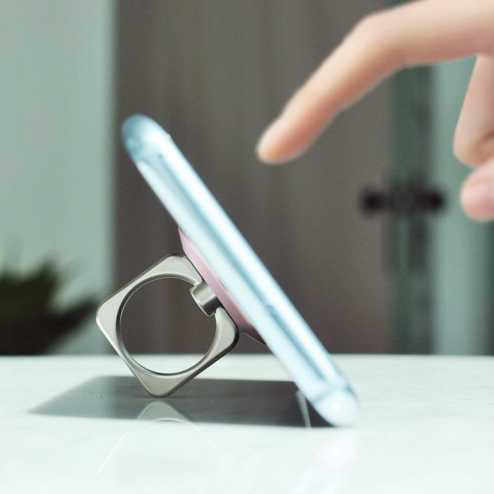 Ringke Square Ring 360° Rotating Phone Grip Stand with Kickstand - Universal Car Mount Holder for iPhone, Samsung & Smartphones - Perfect for Driving, Watching Videos & Hands-Free Use