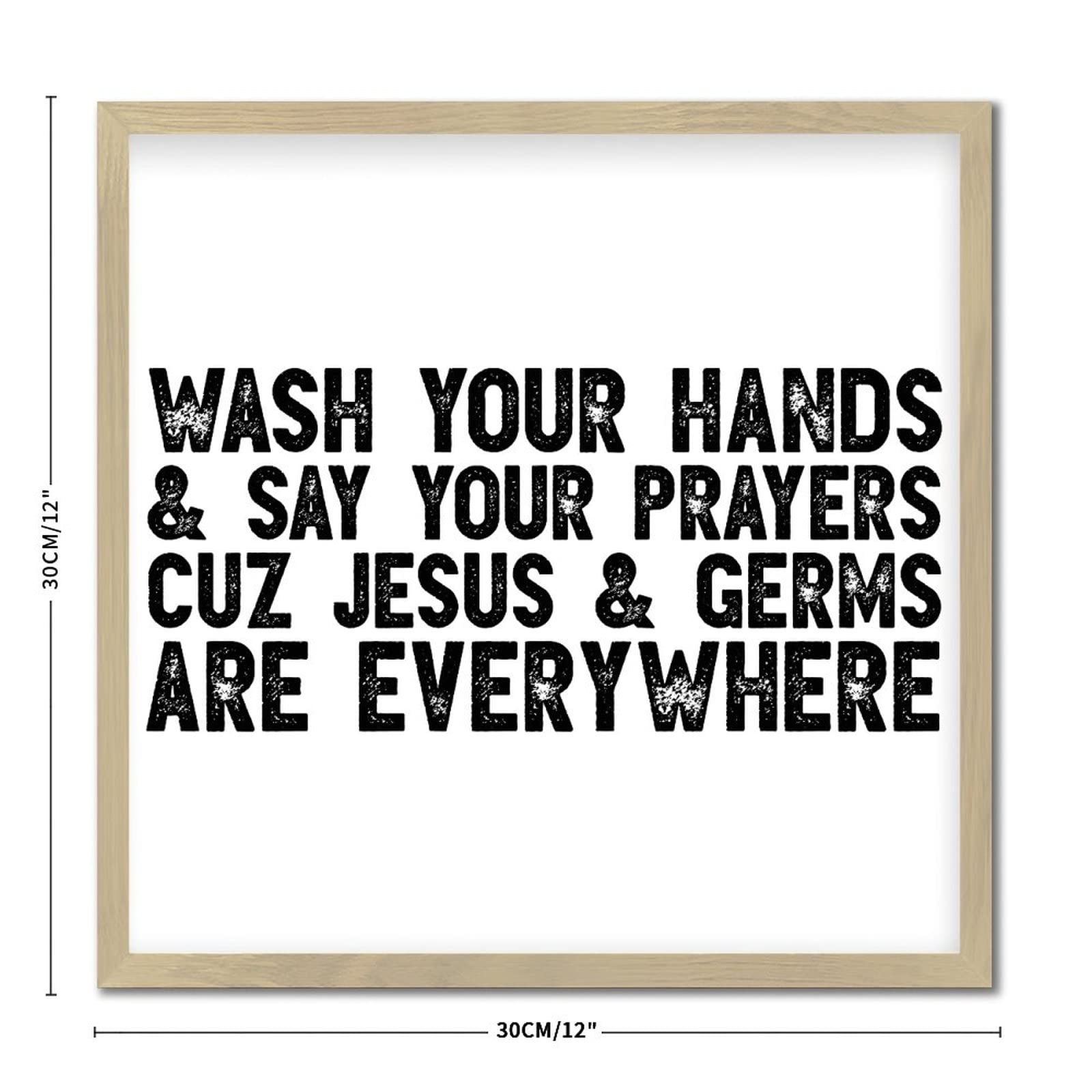 Farmhouse Rustic Wood Plaque - Inspirational Bible Verse Wall Decor with 'Wash Your Hands Say Prayers' Quote - Jesus Themed Home Decor for Bathroom, Kitchen, Nursery & Bedroom - Perfect for Farmhouse, Rustic & Christian Home Decor Styles