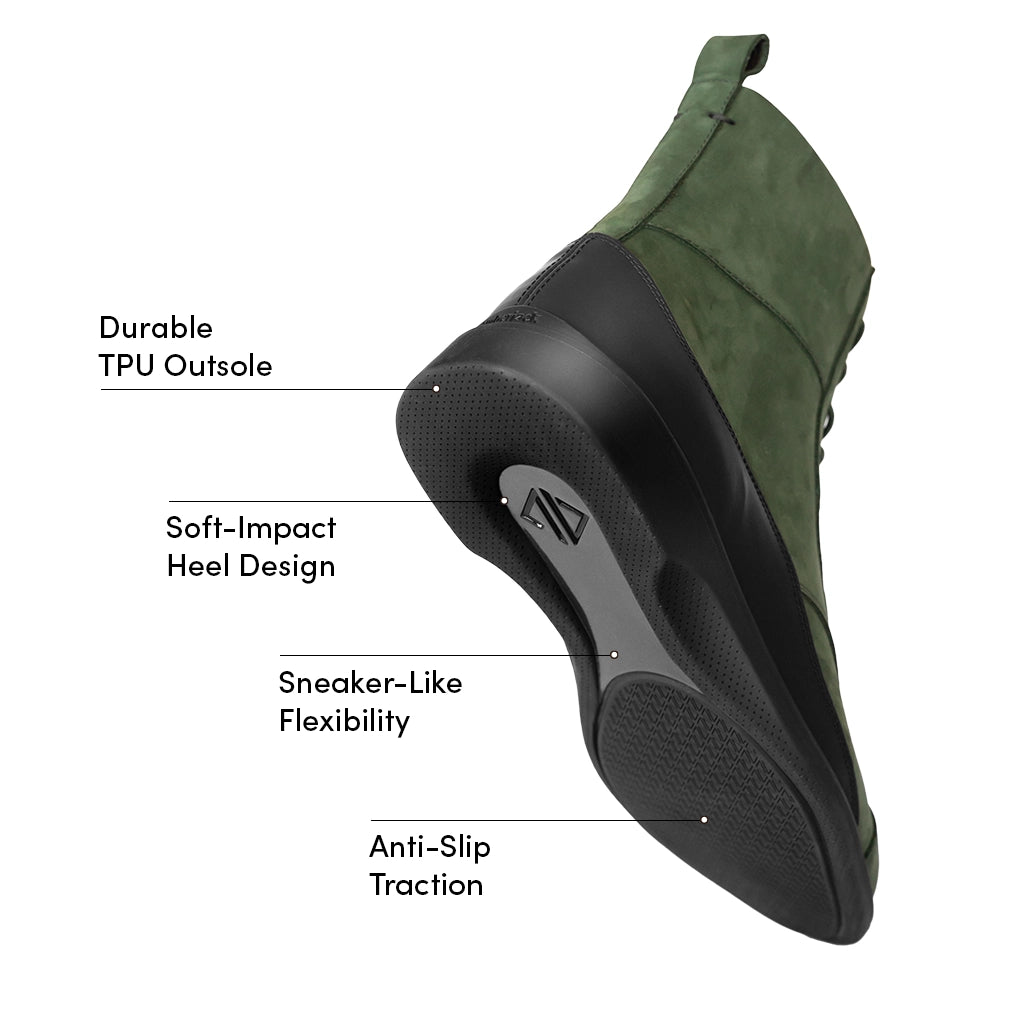 Men's Olive Leather Ankle Boots - Comfortable & Stylish Casual Shoes for Walking, Hiking & Outdoor Adventures
