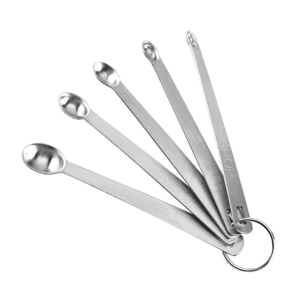 HugeDE 5-Piece Mini Stainless Steel Measuring Spoons Set - Precise Kitchen Measuring Tools for Cooking, Baking, Coffee & Spices | Durable & Dishwasher Safe for Home & Professional Use