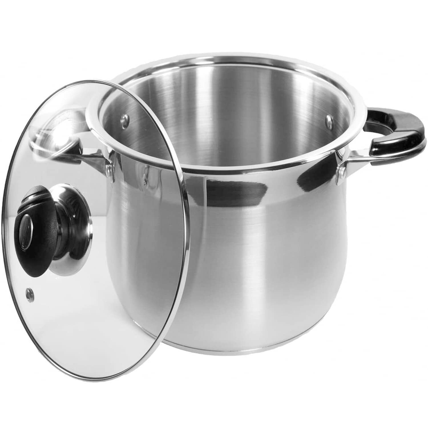 Thaweesuk 16 Quart Stainless Steel Stock Pot with Tempered Glass Lid - Heavy Duty Tri-Ply Encapsulated Base, Vented Cookware for Soups, Stews, Pasta & Large Batch Cooking - Professional Kitchen & Home Use