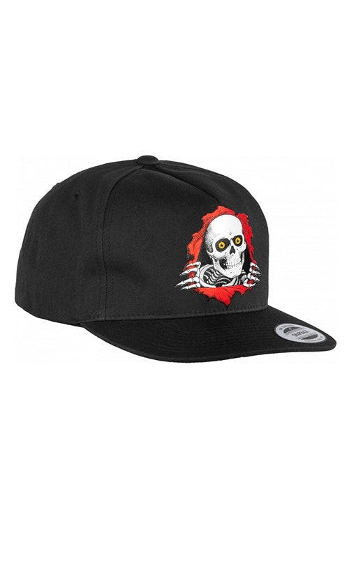 Powell Peralta Winged Ripper Snapback Cap - Black Adjustable Dad Hat for Skateboarding & Streetwear Fashion