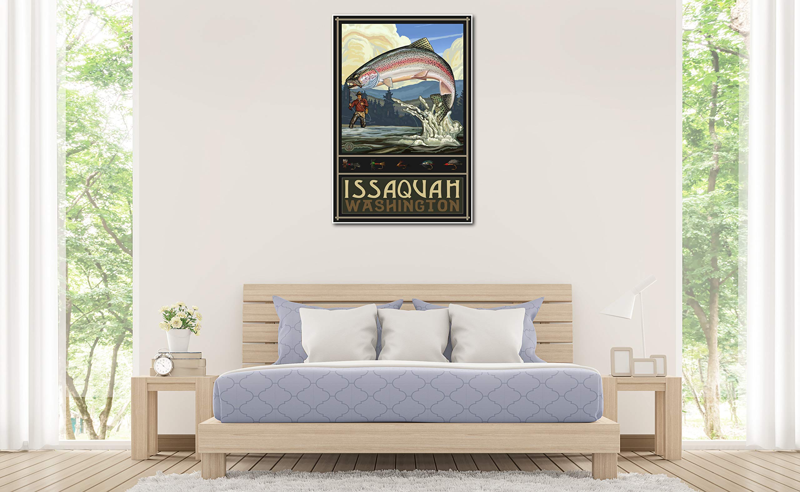 Washington Fishing Art Print - Issaquah Landscape Giclee Poster by Paul A. Lanquist - 30x45 Inches - Perfect for Home, Office & Cabin Decor