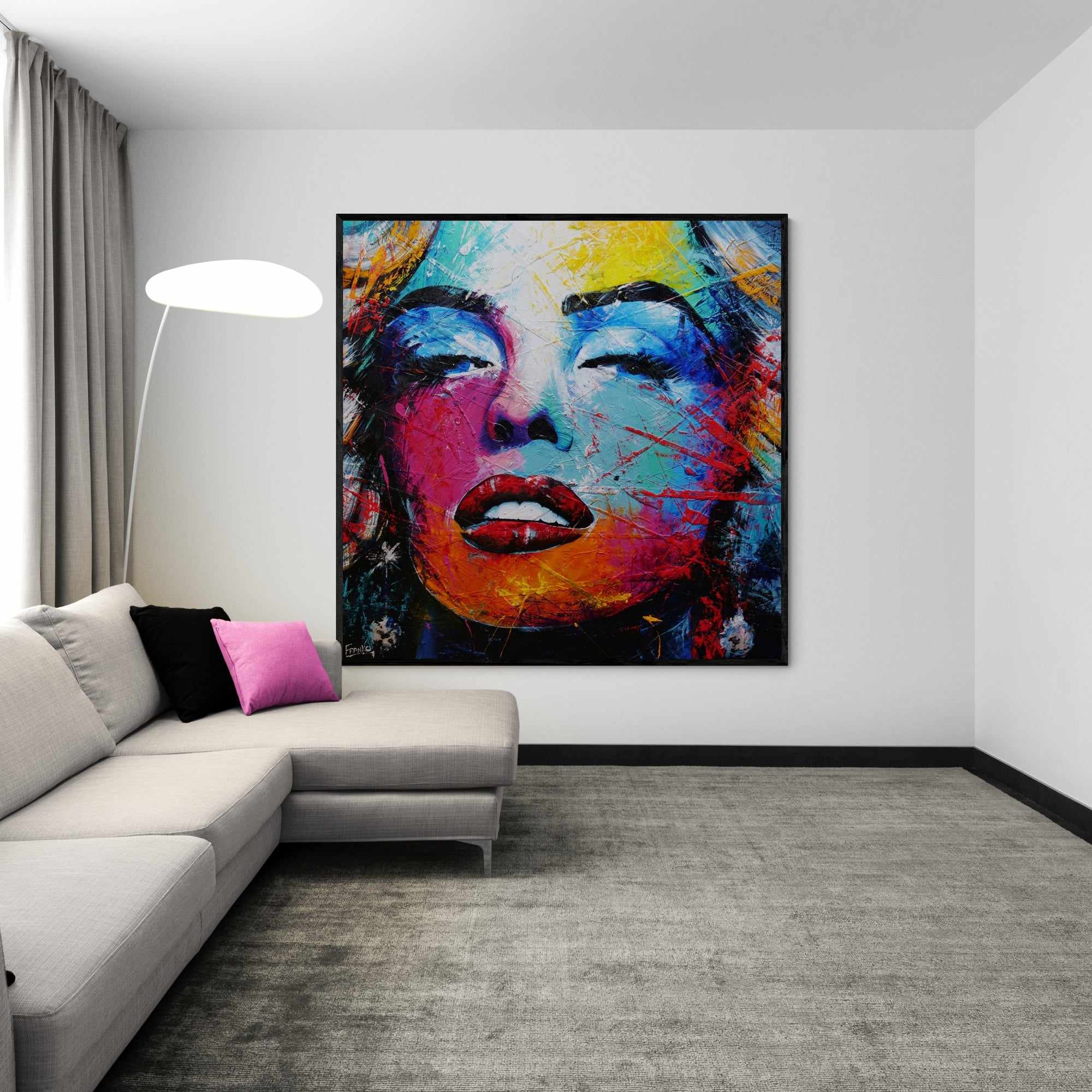 150cm x 150cm Marilyn Monroe Abstract Realism Textured Canvas Painting - Pop Art Home Decor for Living Room, Bedroom & Office Wall Art