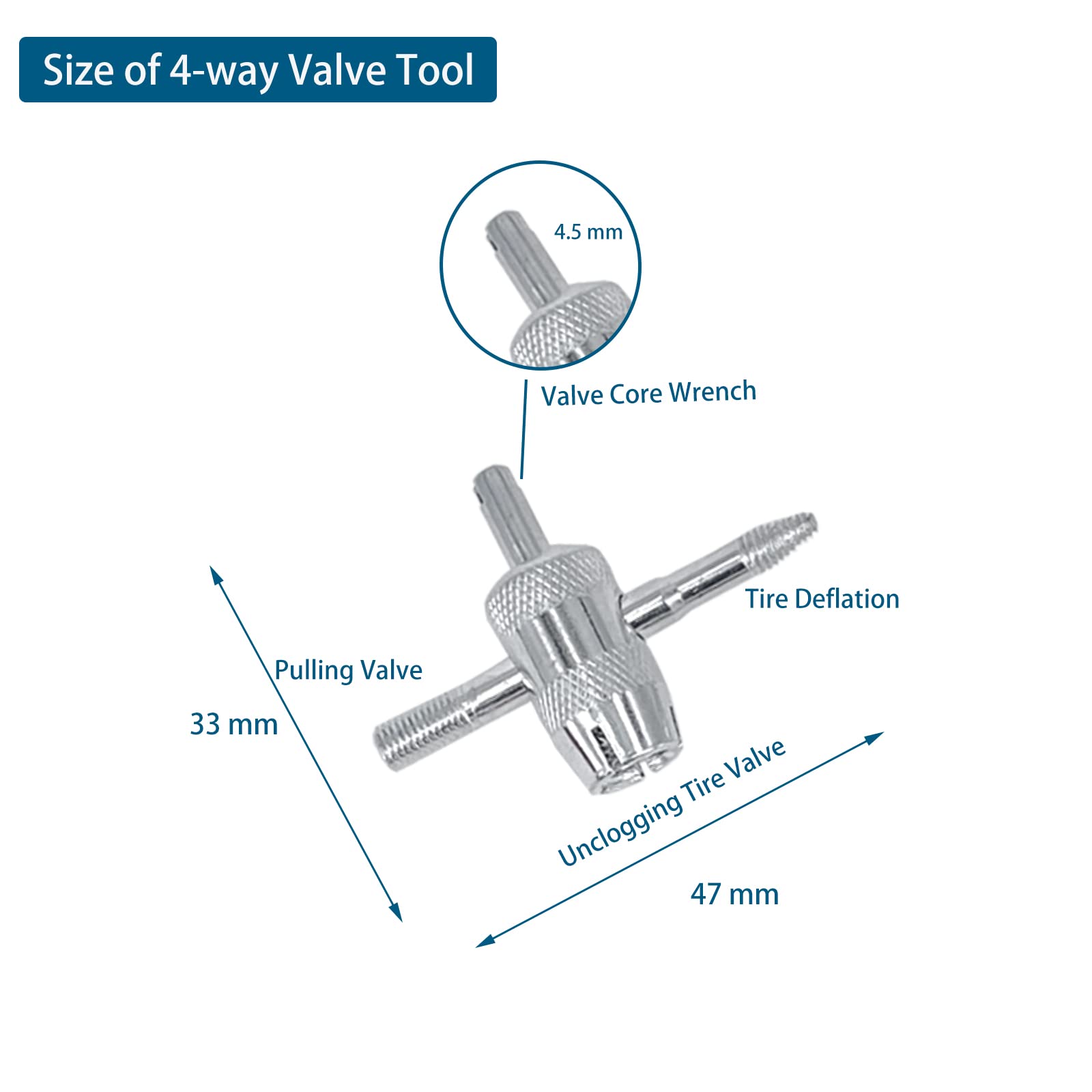 ZUFECY 4-Way Tire Valve Core Removal Tool Kit - Single/Dual Head Valve Stem Remover & Installer for Tire Repair (6PCS) - Perfect for Car, Bike, Motorcycle & ATV Maintenance
