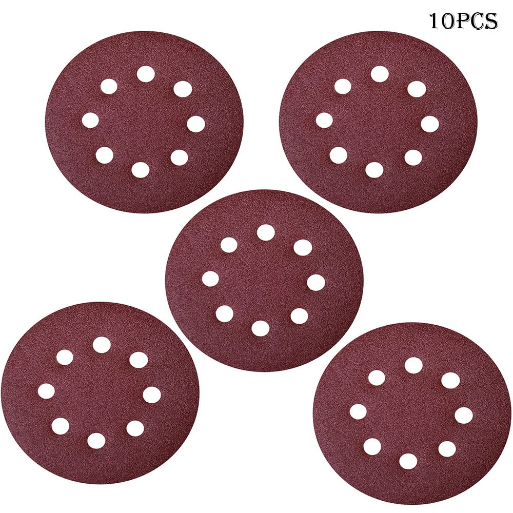 10PCS 400 Grit Hook and Loop Sanding Discs - 5-Inch 8-Hole Aluminum Oxide Sandpaper for Angle Grinder, Orbital Sander - Perfect for Woodworking, Metal Polishing & DIY Home Improvement Projects