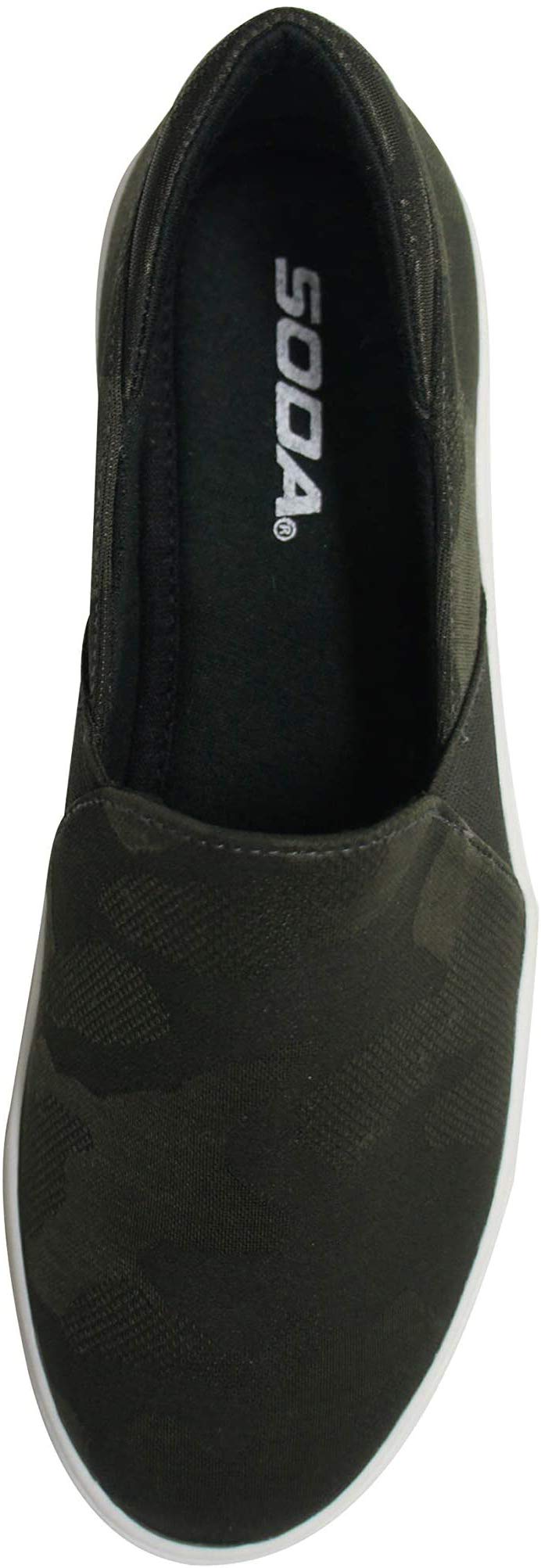 Women's Slip-On Loafers with Memory Foam Insoles - Comfortable Casual Sneakers for Women | Hidden Platform Design, Round Toe | Dark Khaki Camouflage | Size 7.5 | Perfect for Work, Walking & Everyday Wear