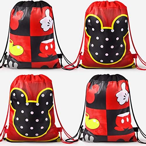 Rekcopu Mickey Mouse Favor Bags - Reusable Non-Woven Treat Candy Goodie Gift Bags for Baby Birthday Party Supplies & Baby Shower Decorations | Perfect for Mouse Theme Parties, Halloween Treats & Kids' Celebration Favors