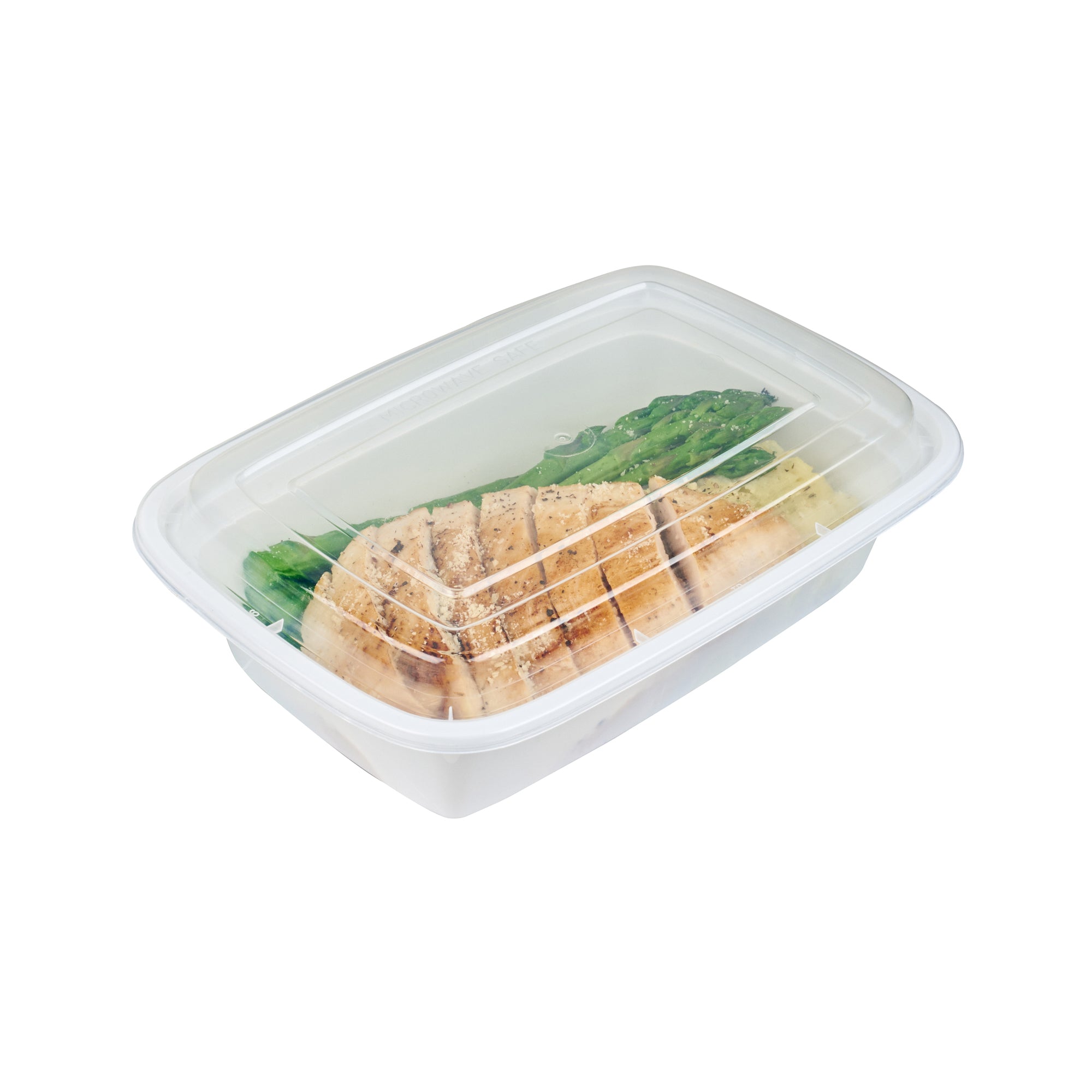 38 oz White Rectangle Plastic Food Storage Containers with Clear Lids - Microwave Safe Takeout Boxes (8.75