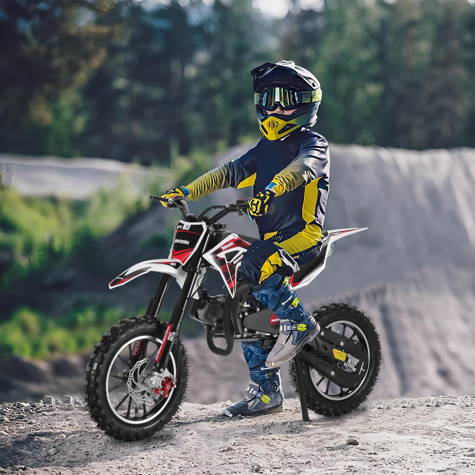 2024 Kids 50cc Gas Dirt Bike - 2-Stroke Off-Road Mini Motorcycle for Boys & Girls Ages 6-12 | 330Lbs Max Load | Green & Black | Perfect for Backyard Riding, Trail Adventures & Summer Outdoor Fun